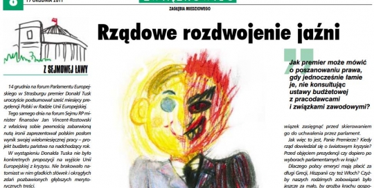 Cartoon Drawing for Związkowiec: Government's Split Personality