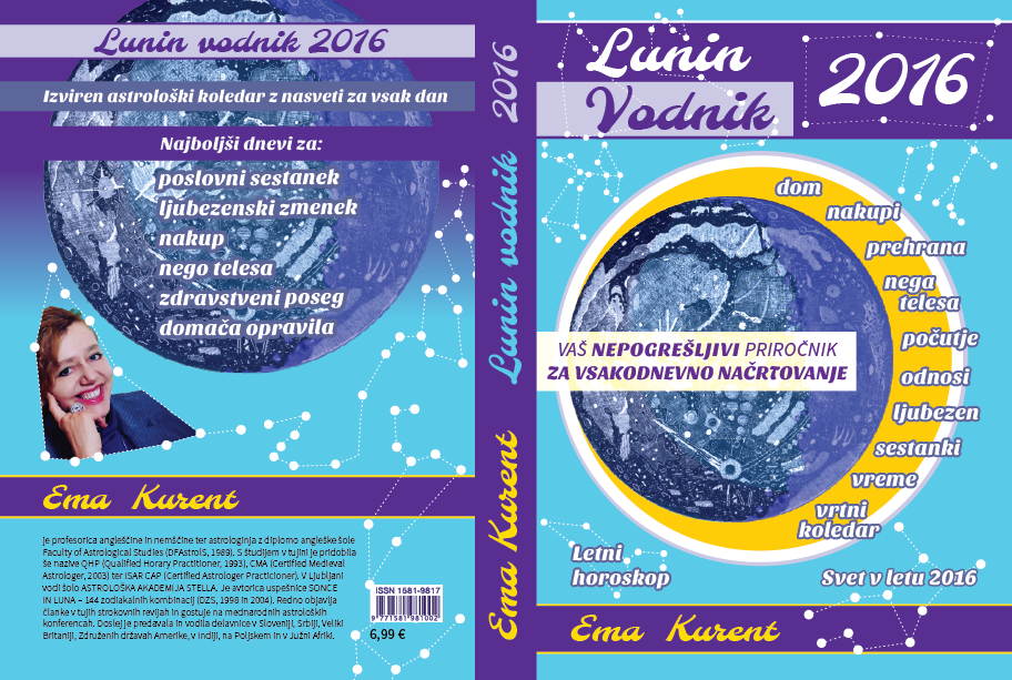 Cover design for Slovenian lunar guide (Lunin Vodnik) by graphic designer and astrologer Gregory Rozek